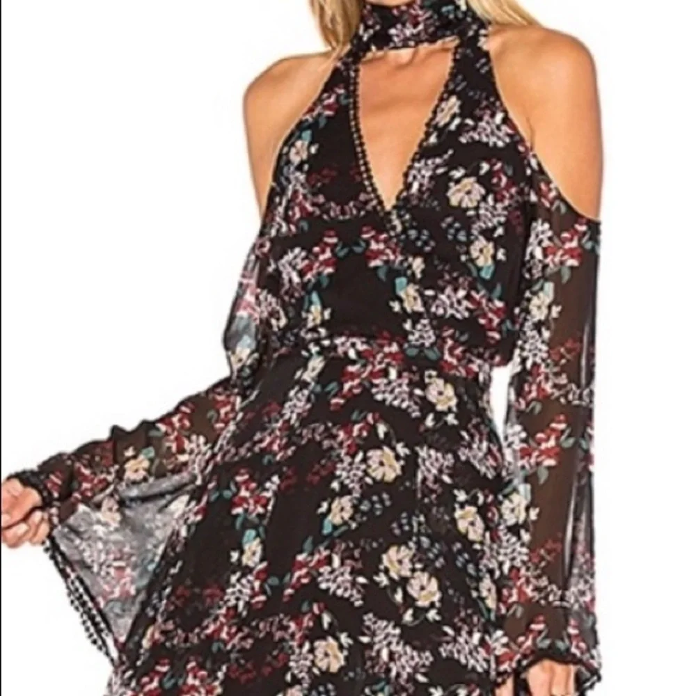 NICHOLAS Floral Chain Neck Wrap Silk Dress - Picture 4 of 15